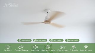Kipas Langit-langit Kayu Solid 52 Inci Modern dengan Motor DC