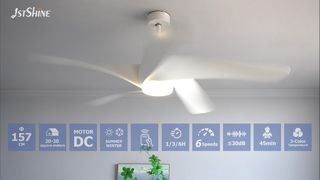 Kipas Langit-Langit Putih Modern 62 Inci dengan Review Lampu LED