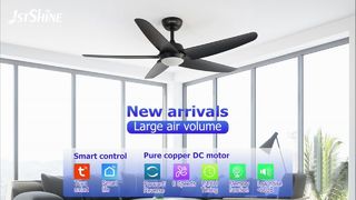 Kipas Langit-Langit Hitam 52 Inci Modern dengan Review Lampu LED