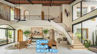 Kipas Langit-langit Kayu Hitam 52 Inci Motor DC Tenang