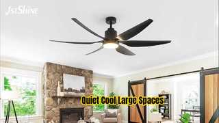 Kipas Langit-langit Hitam 66 Inci Lampu LED Motor DC Tenang