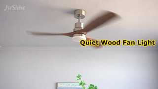 Kipas Langit-Langit Kayu Yang Tenang Dengan Cahaya