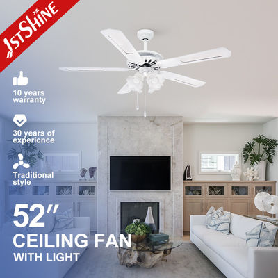 Beli Tambahkan sentuhan gaya ke ruang Anda dengan ini 52 Inci 5 Blade AC LED Ceiling Fan Putih pembuatan online
