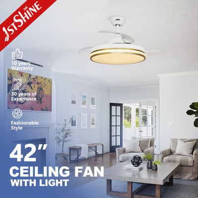 Beli 42 Inch Smart Retractable LED Light Ceiling Fan Wifi Control Untuk Kamar Tidur pembuatan online