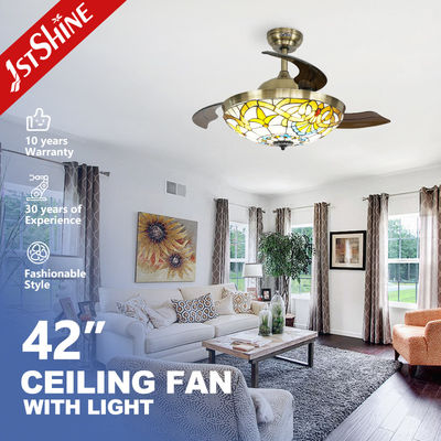 Beli Midcentury Design 1stshine LED Ceiling Fan Remote Control dan Hidden Blades 10 Tahun Motor pembuatan online
