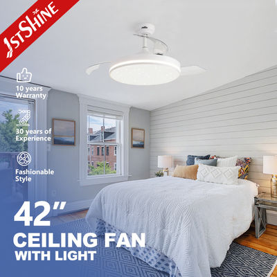 Beli Desain Modern 1stshine Putih Bintang LED Fan Langit-langit dengan Bilah Tersembunyi dan DC Motor pembuatan online