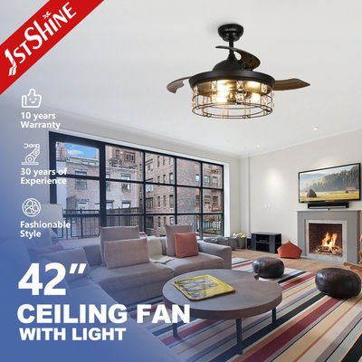 Beli 42 Inci Farmhouse Retractable Ceiling Fan Light Invisible Blade pembuatan online
