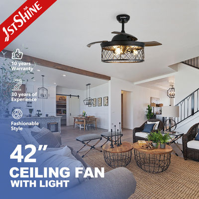 Beli Desain khusus 1stshine Kipas langit-langit dengan bilah tersembunyi dan lampu LED dalam warna hitam pembuatan online