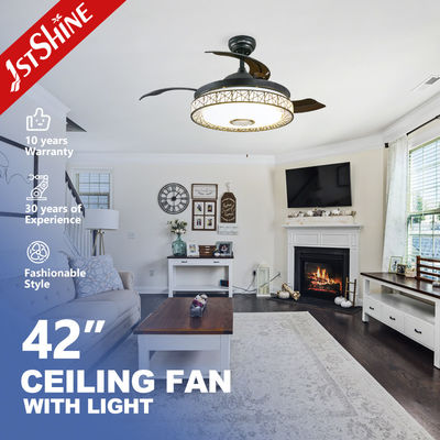 Beli Ultra Quiet Music Invisible Ceiling Fan Chandelier Remote Control pembuatan online