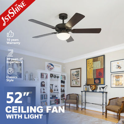 Beli Wall Control 52 inci MDF 5 Blade LED Ceiling Fan dengan Desain Klasik Cahaya Dimmable pembuatan online