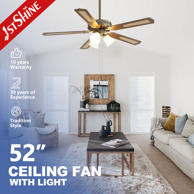 Beli Pendingin 1stshine Fan langit-langit dengan 3 lampu 52 Inch remote control AC Motor 5 MDF bilah 2- pembuatan online