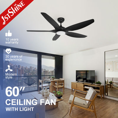 Beli Kipas Langit-langit Modern Hitam Dengan Lampu LED 5 ABS Blade Cooling Air pembuatan online