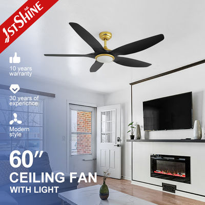 Beli Villa mewah Fan langit-langit emas hitam dengan lampu LED 230v 6 Speed pembuatan online