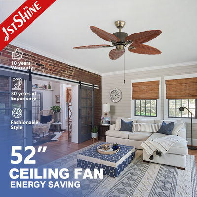 Beli 52 Inch Tropical Solid Wood Ceiling Fan Pull Chain Control AC Motor pembuatan online