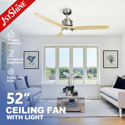 Beli 1stshine 52inch 132cm Modern Wood Blade Ceiling Fan dengan Lampu LED Energy Saving DC pembuatan online