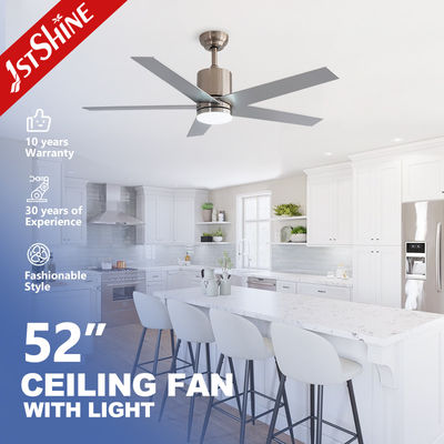 Beli Nikel Satin Kipas Langit-langit LED Modern Dengan 5 MDF Blade DC Motor Dekorasi Rumah pembuatan online