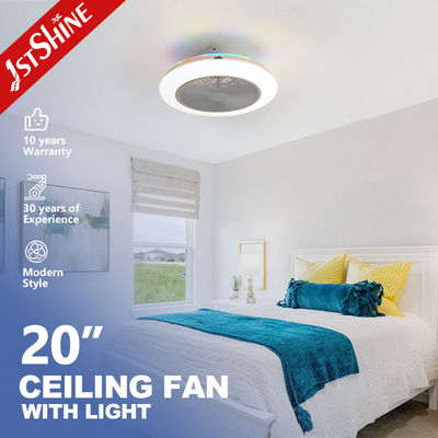 Kipas Angin Langit-langit LED 20 inci Home Office dengan Remote dan Lampu Multi-warna RGB Bilah Tersembunyi