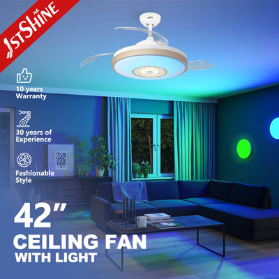 Harga bagus Kipas angin langit-langit interior logam yang stylish dengan bilah tersembunyi dan fungsi lampu LED pendingin udara on line