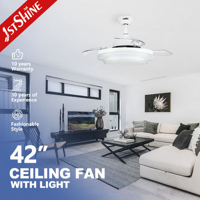 Harga bagus Invisible 42 Inch Smart Bedroom Ceiling Fan With LED Light CE Disetujui on line