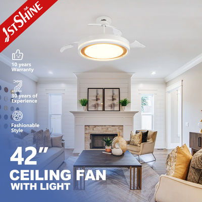 Harga bagus Fan langit-langit LED gaya Wind Modern standar dengan bilah tersembunyi dan bilah PC dalam warna putih on line