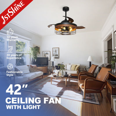 DC Motor 35W Retractable Decorative Ceiling Fan With 5 Light Kits