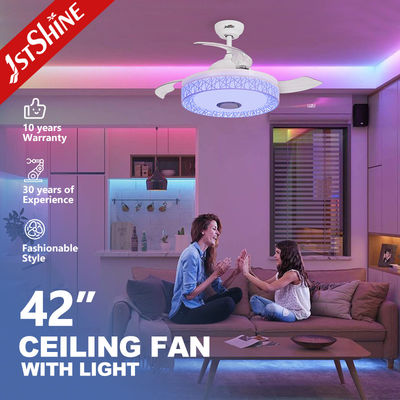 Harga bagus DC Motor Tipe 1stshine Retractable Blades Music Ceiling Fan Dengan Speaker dan Pencahayaan on line