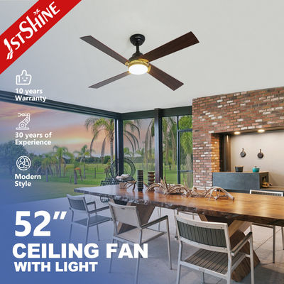 Smart remote control 52 inci 6 kecepatan kipas langit-langit MDF hitam dengan bahan tubuh logam