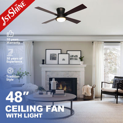 48 Inch Flush Mount Dimmable LED Ceiling Fan Untuk Ruang Tamu
