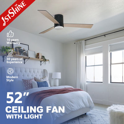 Harga bagus Fancy Wood Blades Low Profile Ceiling Fan dengan remote control dan 3 warna lampu LED on line