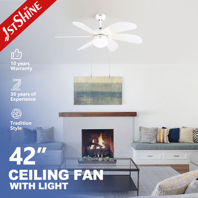 Harga bagus Pull Chain Style 42 Inch AC Motor LED Ceiling Fan Dengan 6 Blade MDF on line