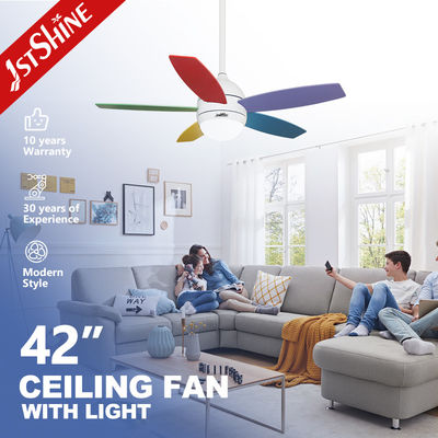 Kipas Langit-langit Modern dengan 5 Bilah MDF Berwarna-warni dengan Lampu Motor AC