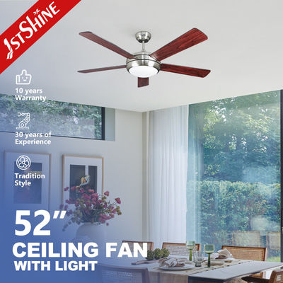 Harga bagus 110V/50Hz Tegangan 1stshine 52 Inch Air Cooling DC Motor 5 Plywood Blade Modern LED Ceiling Fans dengan lampu on line