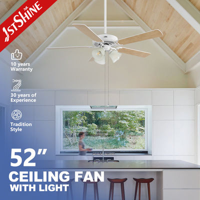 Traditional 35W Decorative Ceiling Fan With Pull Chain 5 Mdf Blades For Living Room