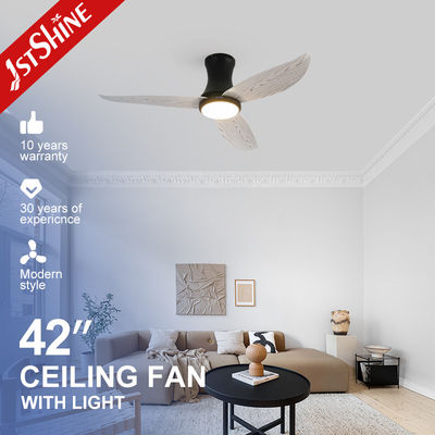 Harga bagus 42 Inch/OEM 3 Color Dimmable Ceiling Fan with Plastic Wood Grain Design and Low Ceiling on line