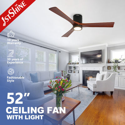 Harga bagus Modern 3 Blade Natural Wood LED Flush Mounted Ceiling Fan dengan 5 Speed DC Motor on line