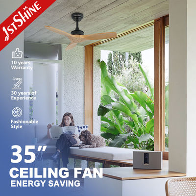 Harga bagus Ukuran kecil 35 Inci Solid Wood Blade Ceiling Fan Quiet Energy Saving DC Motor on line