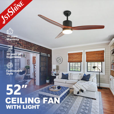 Kipas Angin Langit-Langit LED 1stshine Standar dengan Remote Bilah Kayu Solid Tembaga Murni AC Hitam