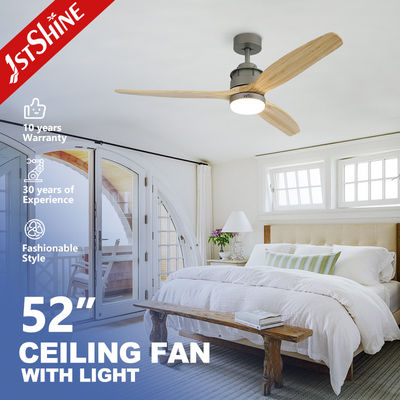 Kipas Angin Langit-Langit LED Remote Bldc 52 Inci 3 Bilah Kayu Solid Alami
