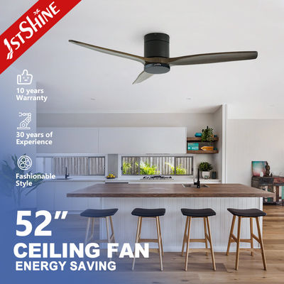 Harga bagus 3 Lembar Kayu Fan Langit-langit Profil Rendah Rendah Menghemat Energi DC Motor Flush Mount 52 Inch on line