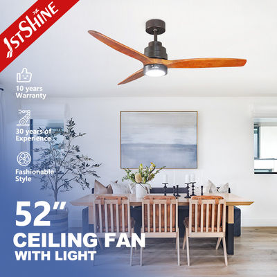 Remote Control 52 Inch Solid Wood LED Ceiling Fan with Light and Decorative LED Design