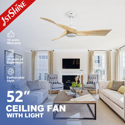230V Solid Wood Blades 3 Color LED Dimmable Ceiling Fan Dengan Remote Control
