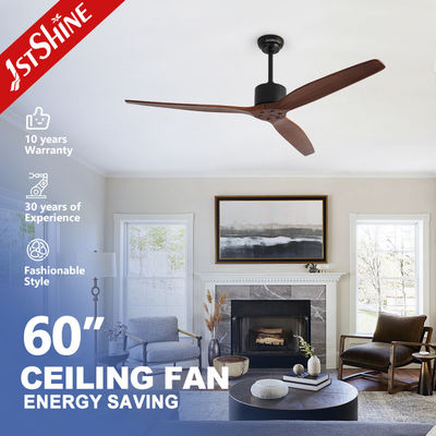 Fan langit-langit kayu solid yang ramping dan bergaya Didorong oleh motor DC dengan remote control
