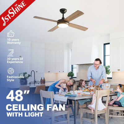 Harga bagus Fan Langit-langit Dekoratif 48 Inch Classic AC Motor dengan 4 Wood Look MDF Blades Integrated LED Light dan Remote Control untuk Kantor Kamar Tidur on line