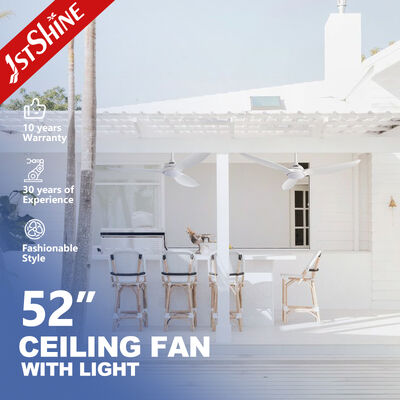 Kipas Angin Langit-Langit Macaron Modern 52 Inci yang Dapat Disesuaikan dengan Lampu dan Kontrol Cerdas untuk Langit-Langit Rendah