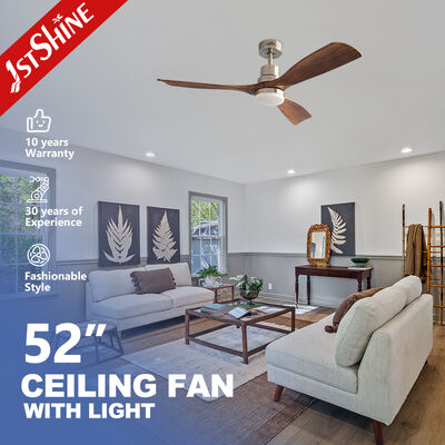 52 Inch Solid Wood Blades Ceiling Fan with Quiet DC Motor and Dimmable LED Light