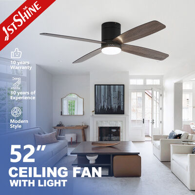 Harga bagus 52 Inch Flush Mount Ceiling Fan dengan Lampu LED dan Motor DC Senyap untuk Langit-langit Rendah on line