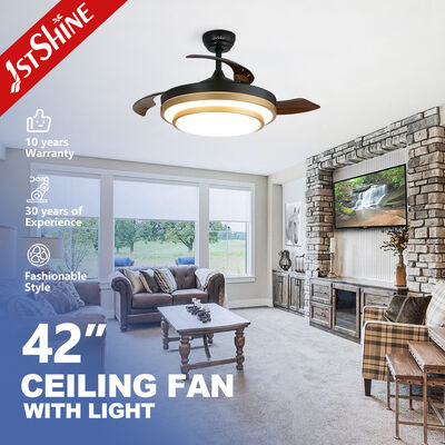 42 Inch Retractable Ceiling Fan dengan Lampu LED dan Remote Control untuk Ruang Modern
