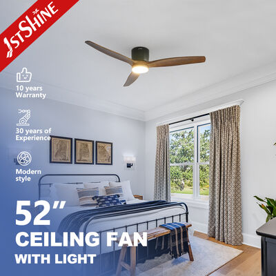 Harga bagus Kipas langit-langit 52-inci dengan 3 bilah kayu padat dan lampu LED terintegrasi untuk ruang hidup modern on line