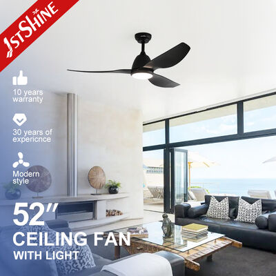 Kipas Langit-langit Hitam 52 Inci dengan Bilah ABS dan Lampu LED Motor DC Senyap